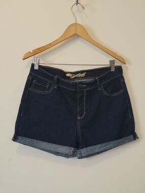 Dark Blue Denim Roll-Cuff Women's Shorts